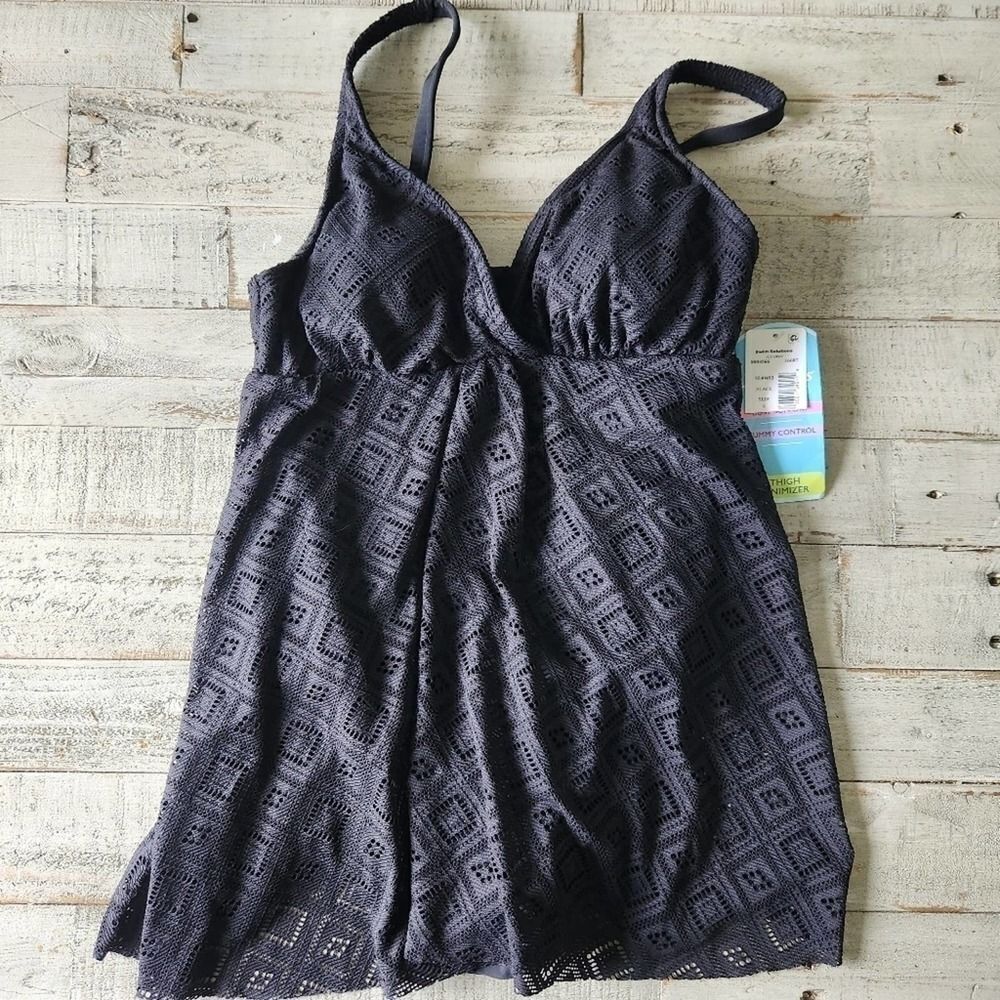 NWT SWIM SOLITIONS Flyway Crochet Swim Dress Size 8
